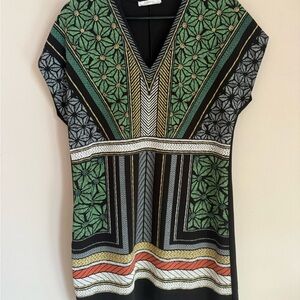 Zara Green and Black Geometric dress size medium